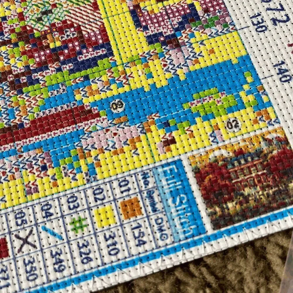 Garden Villa Cross Stitch Kit Preprinted Fabric Thread Tools 40x50cm